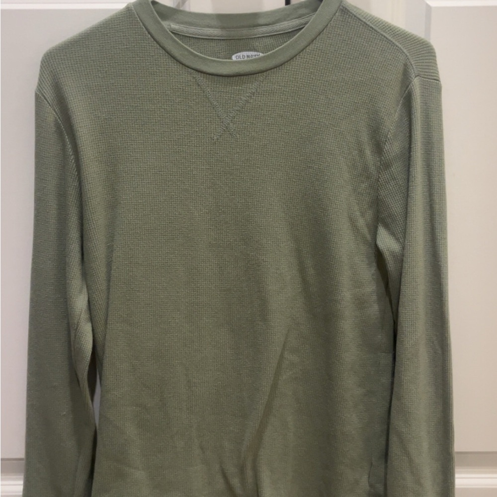 Old Navy Olive Waffle Knit Crew Neck